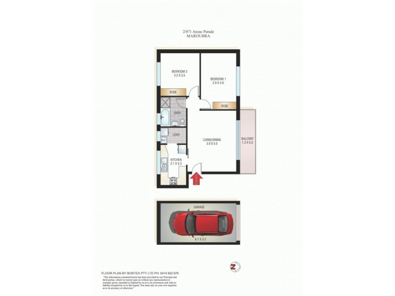 2/871 Anzac Parade, Maroubra NSW 2035 Floorplan