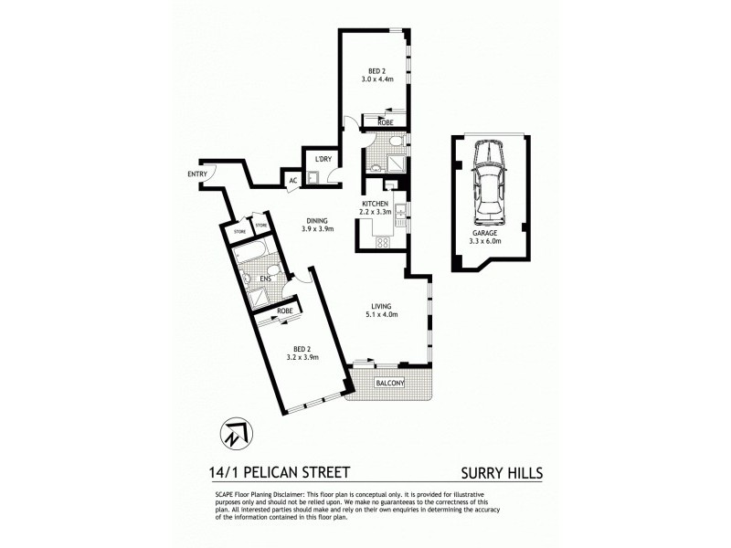 14/1 Pelican Street, Surry Hills NSW 2010 Floorplan