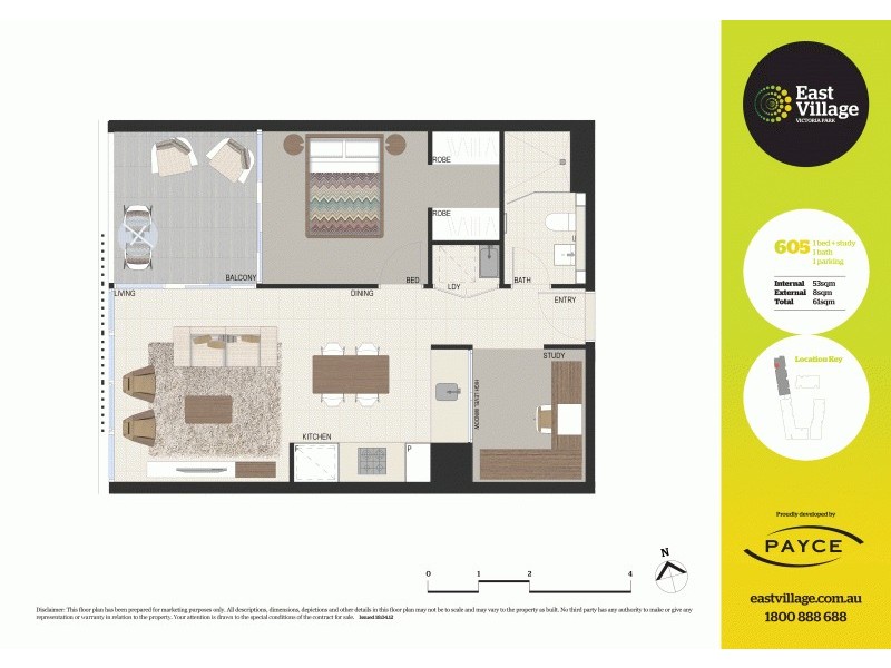 605/2 Defries Avenue, Zetland NSW 2017 Floorplan