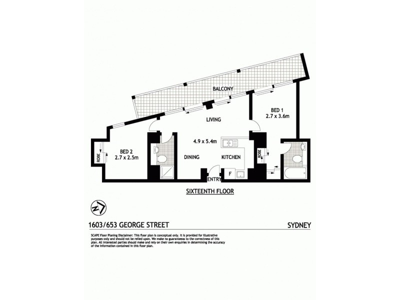 1603/653 George Street, Sydney NSW 2000 Floorplan