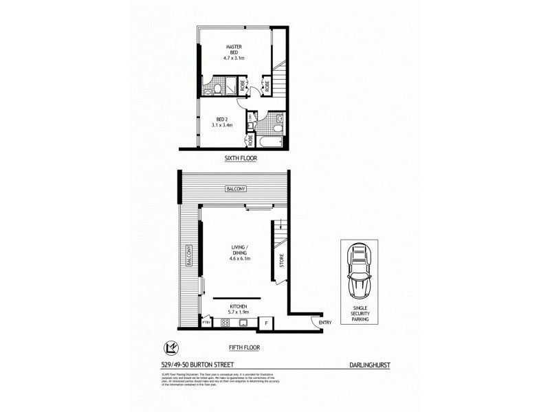529/50 Burton Street, Darlinghurst NSW 2010 Floorplan