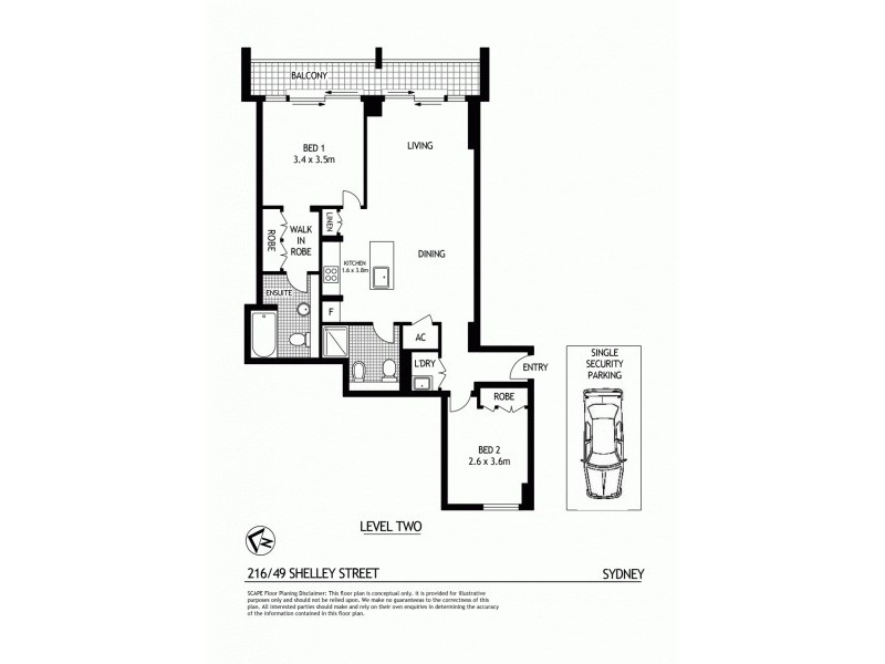 216/49 Shelley Street, Sydney NSW 2000 Floorplan