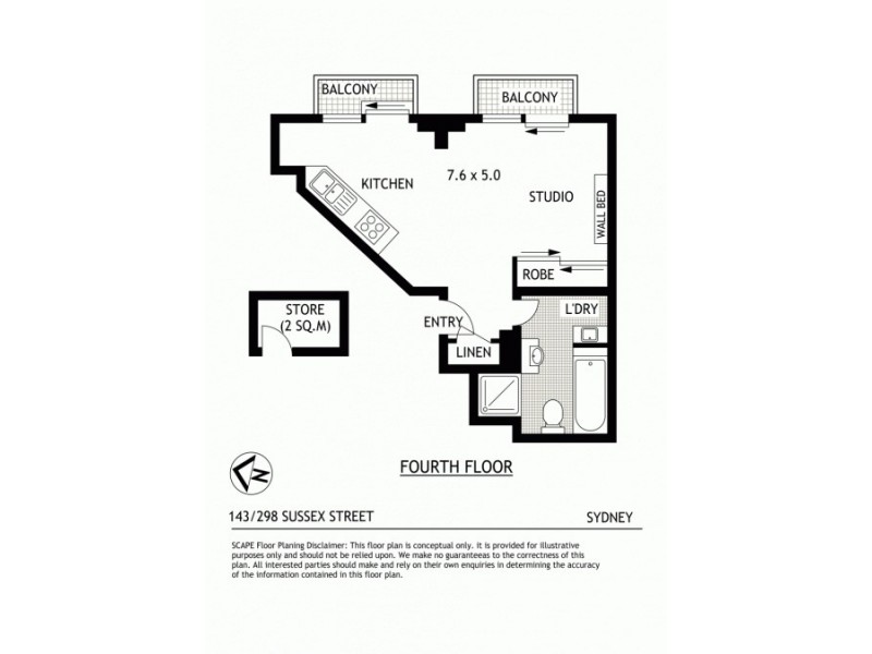 143/298 Sussex, Sydney NSW 2000 Floorplan