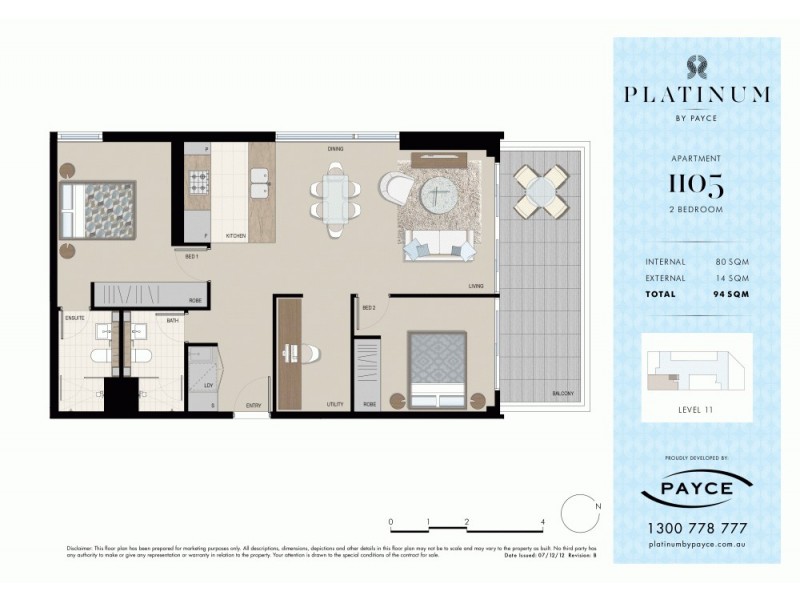 1105/3 George Julius Avenue, Zetland NSW 2017 Floorplan