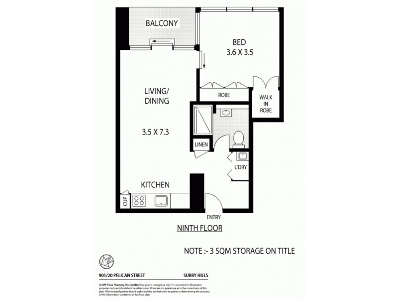 901/20 Pelican Street, Surry Hills NSW 2010 Floorplan