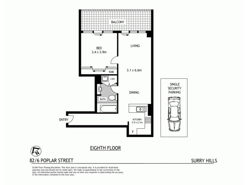 82/6 Poplar Street, Surry Hills NSW 2010 Floorplan