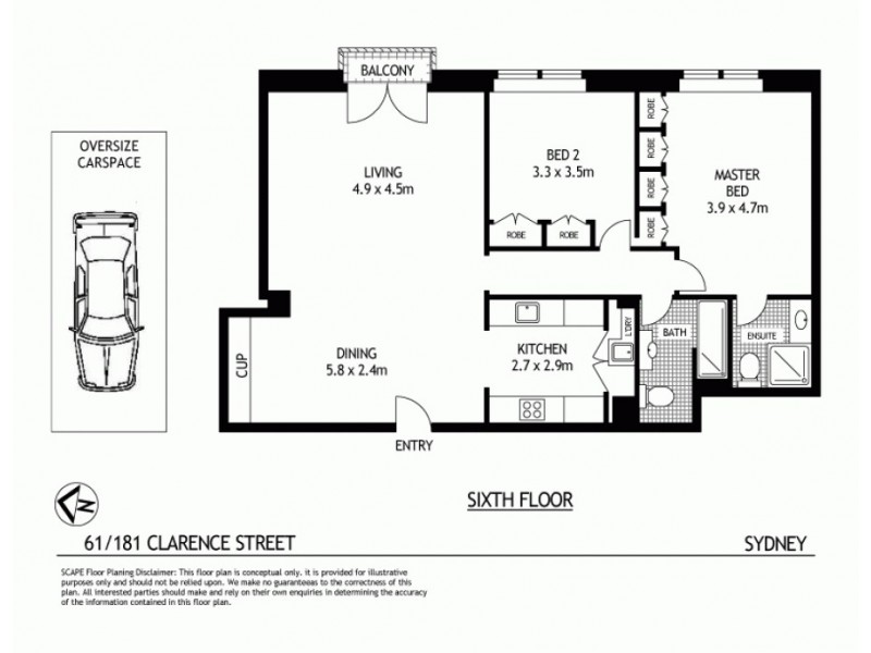 61/181 Clarence Street, Sydney NSW 2000 Floorplan