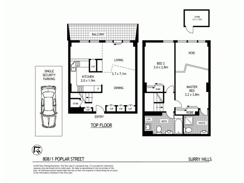 808/1 Poplar Street, Surry Hills NSW 2010 Floorplan