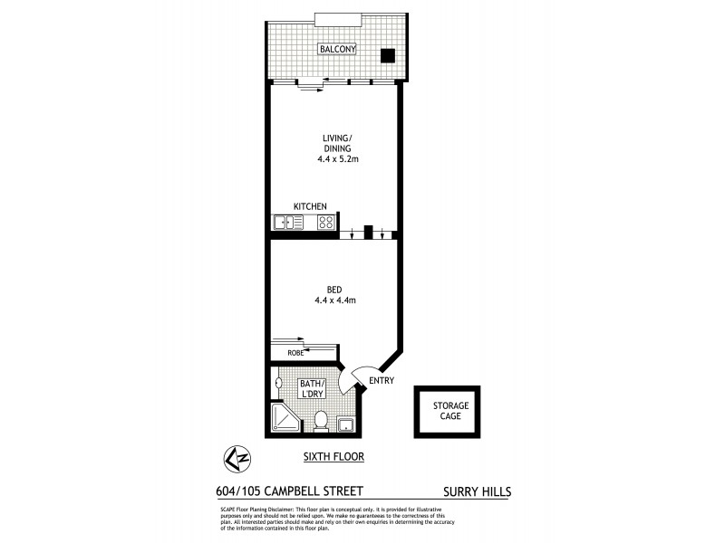 604/105 Campbell Street, Surry Hills NSW 2010 Floorplan
