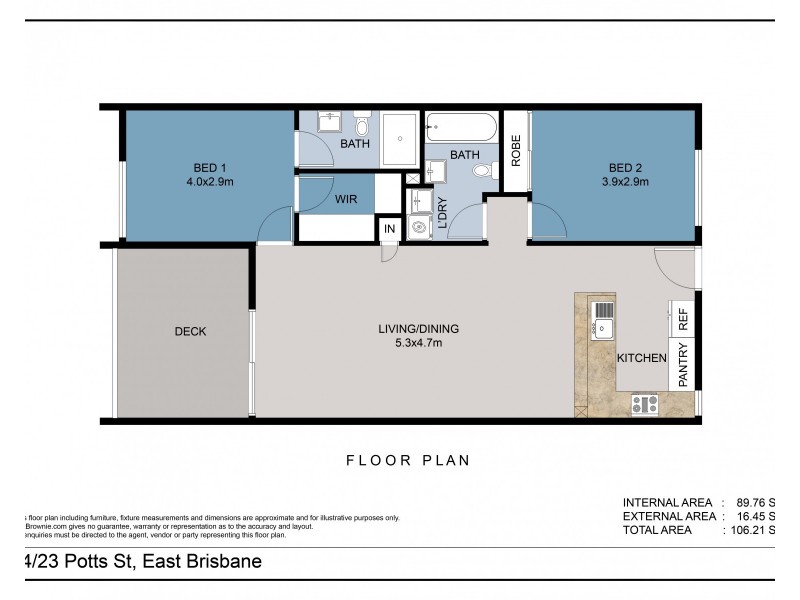 14/23 Potts Street, East Brisbane QLD 4169 Floorplan