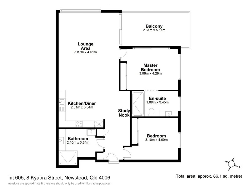 605/8 Kyabra Street, Newstead QLD 4006 Floorplan