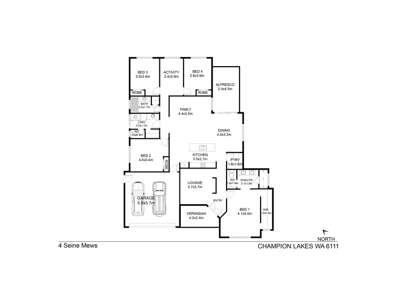 4 Seine Mews, Champion Lakes WA 6111 Floorplan