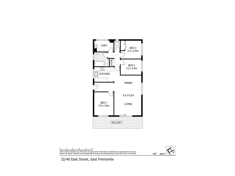 32/46 East Steet, East Fremantle WA 6158 Floorplan