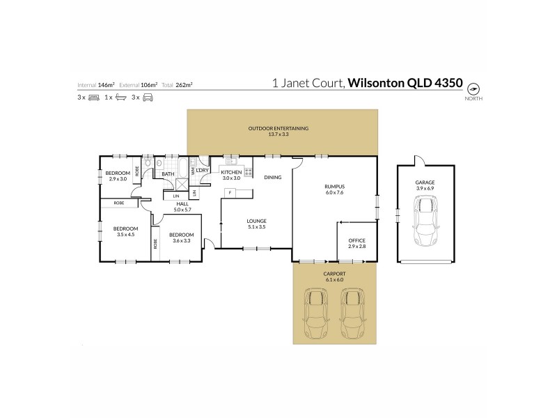 1 Janet Court, Wilsonton QLD 4350 Floorplan