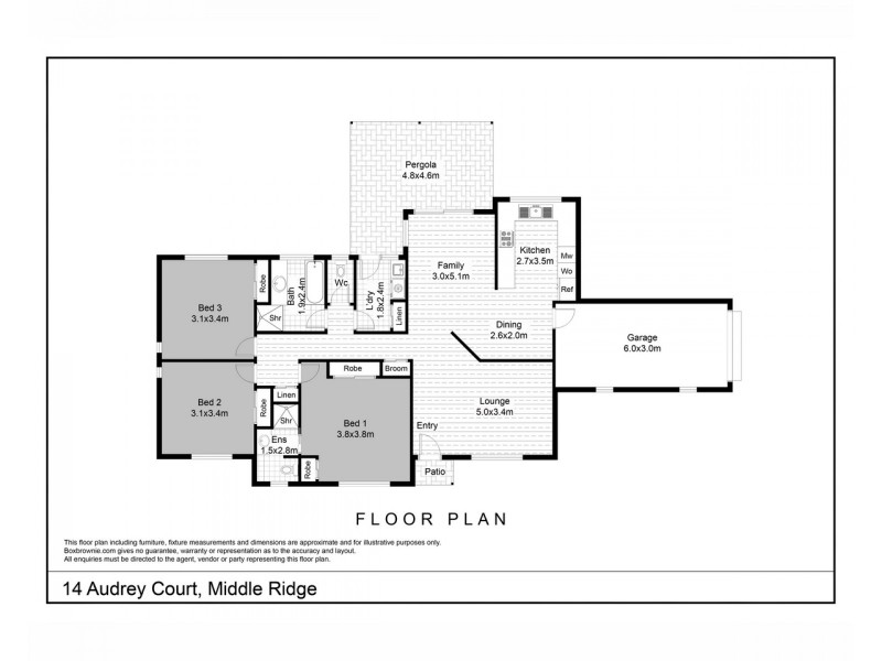 14 Audrey Court, Middle Ridge QLD 4350 Floorplan
