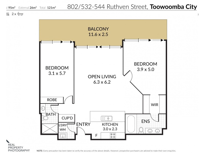 802/532 – 544 Ruthven Street, Toowoomba City QLD 4350 Floorplan