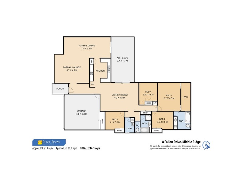 8 Fallon Drive, Middle Ridge QLD 4350 Floorplan
