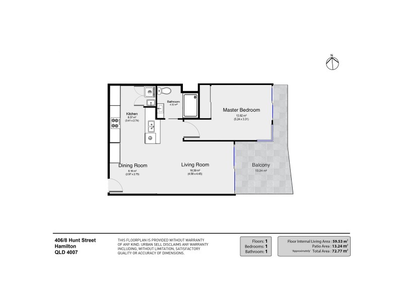 406/8 Hunt Street, Hamilton QLD 4007 Floorplan