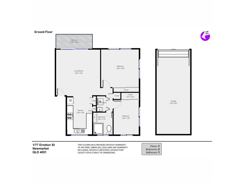 1/77 Erneton Street, Newmarket QLD 4051 Floorplan