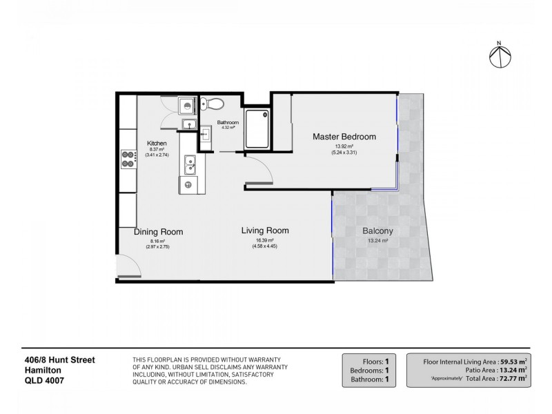 406/8 Hunt Street, Hamilton QLD 4007 Floorplan