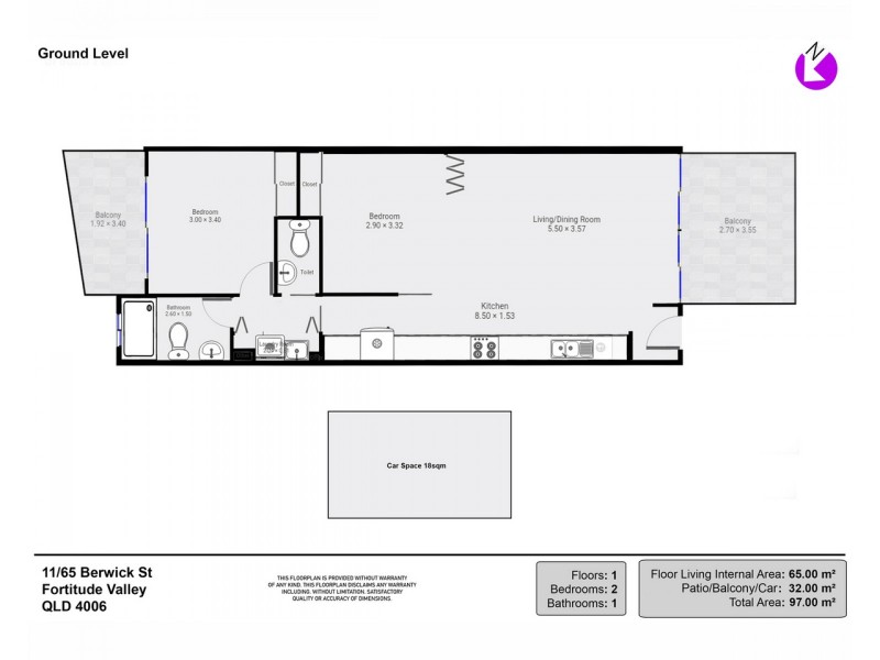 11/65 Berwick Street, Fortitude Valley QLD 4006 Floorplan