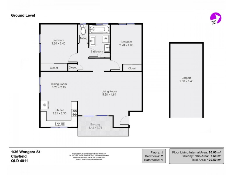 1/36 Wongara Street, Clayfield QLD 4011 Floorplan