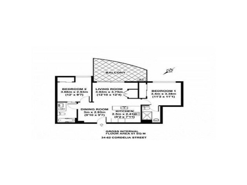 34/62 Cordelia St, South Brisbane QLD 4101 Floorplan