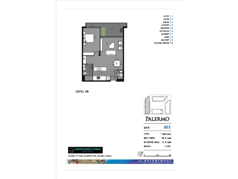 863/3 Baywater Drive, Wentworth Point NSW 2127 Floorplan