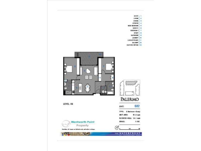 682/33 Hill Road, Wentworth Point NSW 2127 Floorplan