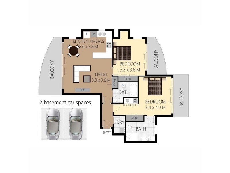 1006/2865 Gold Coast Highway, Surfers Paradise QLD 4217 Floorplan