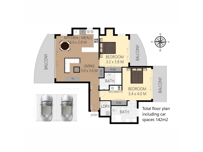 1006/2865 Gold Coast Highway, Surfers Paradise QLD 4217 Floorplan