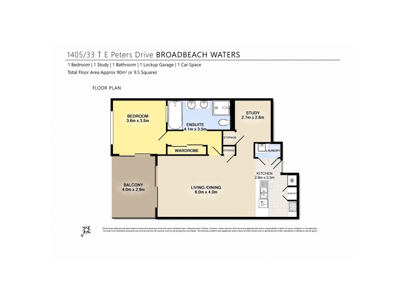 1405/33 T E Peters Drive, Broadbeach Waters QLD 4218 Floorplan