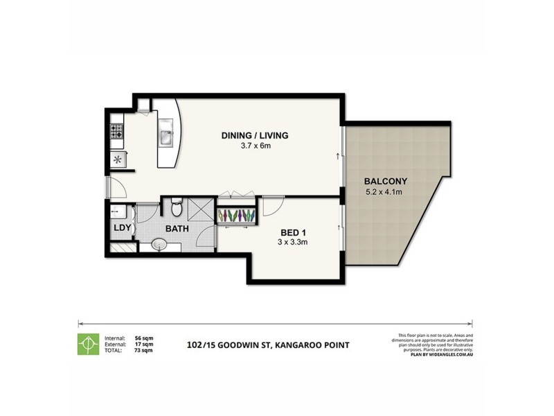 102/15 Goodwin Street, Kangaroo Point QLD 4169 Floorplan