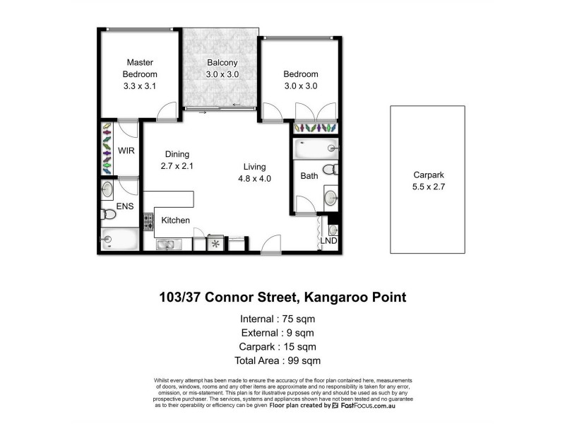 103/37 Connor Street, Kangaroo Point QLD 4169 Floorplan
