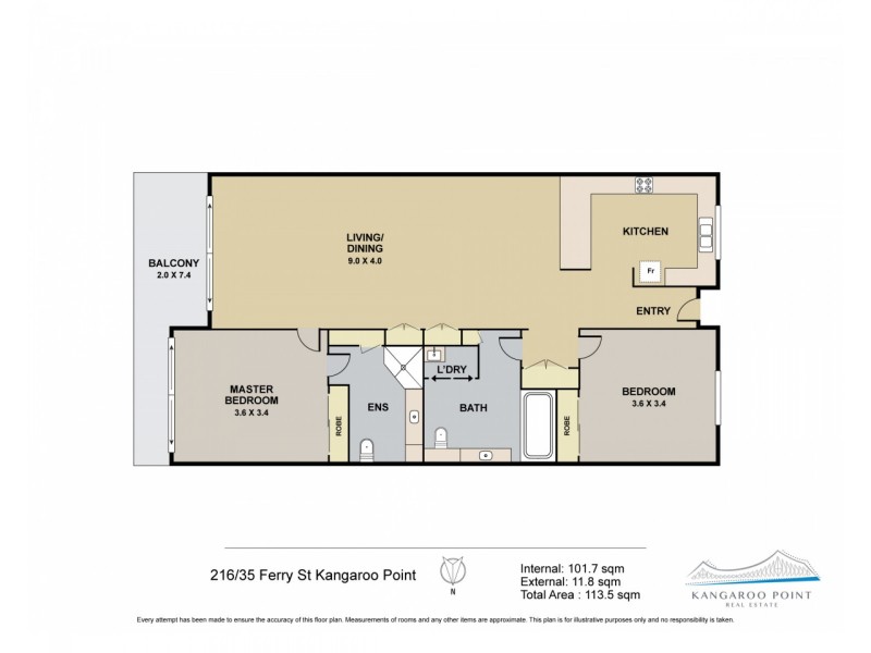 216/35 Prospect Street, Kangaroo Point QLD 4169 Floorplan
