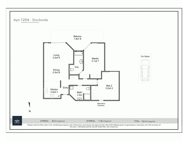 1204/44 Ferry Street, Kangaroo Point QLD 4169 Floorplan
