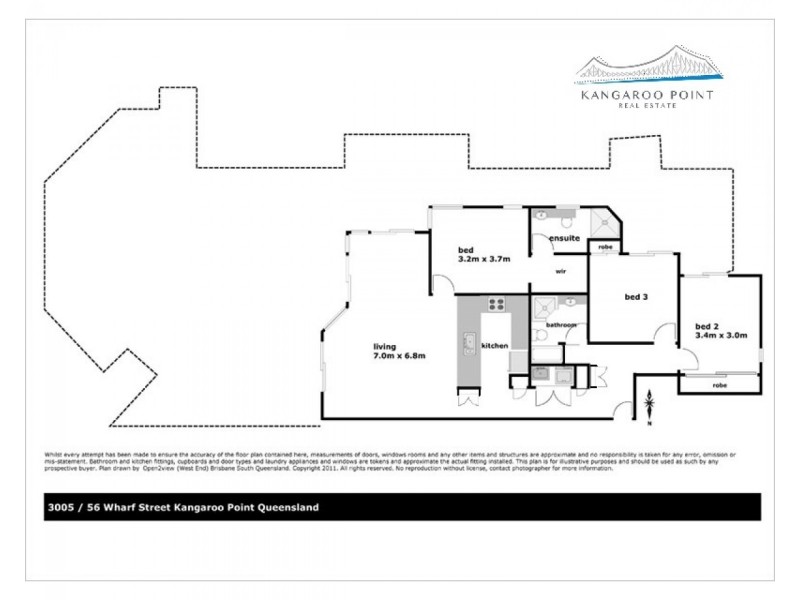 3005/56 Wharf Street, Kangaroo Point QLD 4169 Floorplan
