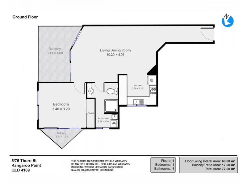 5/75 Thorn Street, Kangaroo Point QLD 4169 Floorplan