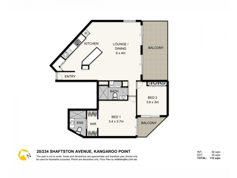 20/234 Shafston Avenue, Kangaroo Point QLD 4169 Floorplan