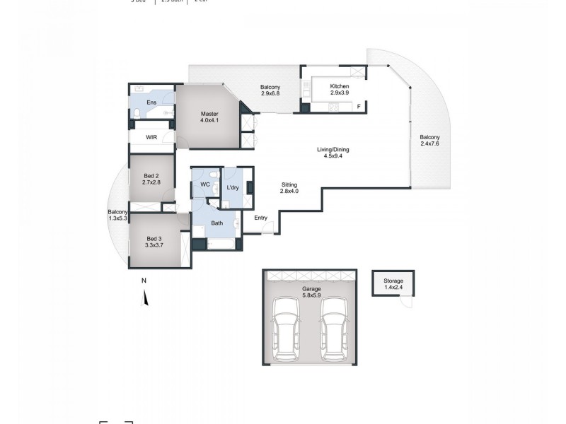 17/30 O’Connell Street, Kangaroo Point QLD 4169 Floorplan