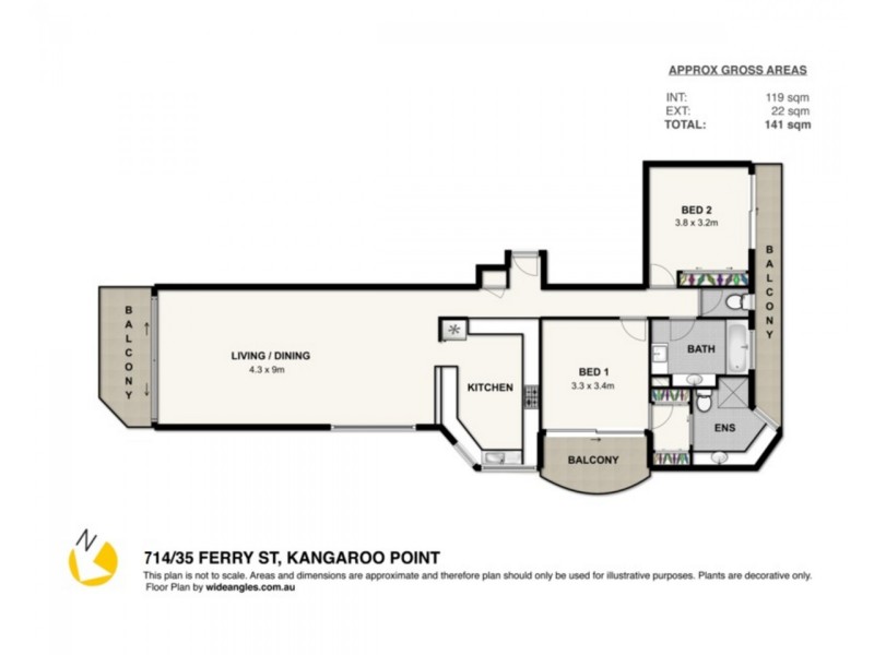 714/35 Ferry Street, Kangaroo Point QLD 4169 Floorplan