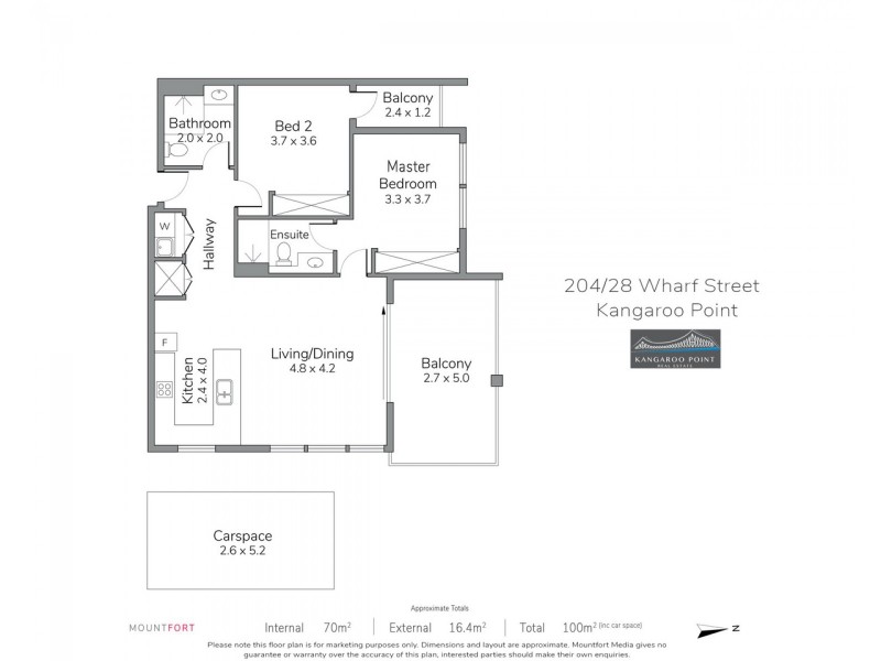 204/28 Wharf Street, Kangaroo Point QLD 4169 Floorplan