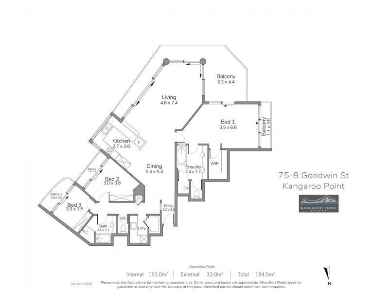 75/8 Goodwin Street, Kangaroo Point QLD 4169 Floorplan