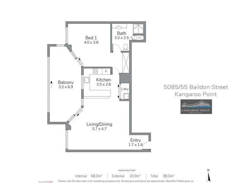 5085/55 Baildon Street, Kangaroo Point QLD 4169 Floorplan