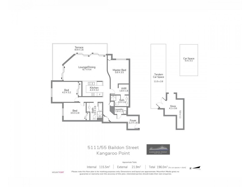 5111/55 Baildon Street, Kangaroo Point QLD 4169 Floorplan