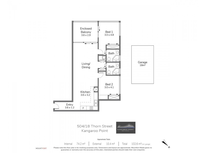 504/18 Thorn, Kangaroo Point QLD 4169 Floorplan