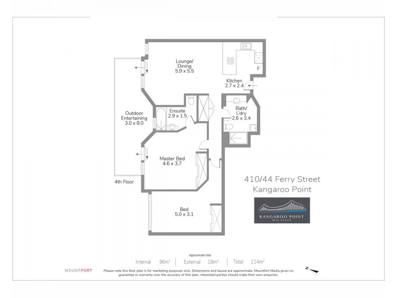 410/44 Ferry Street, Kangaroo Point QLD 4169 Floorplan