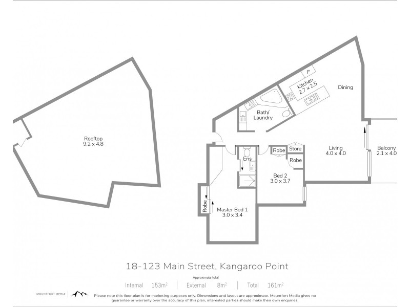 18/123 Main Street, Kangaroo Point QLD 4169 Floorplan