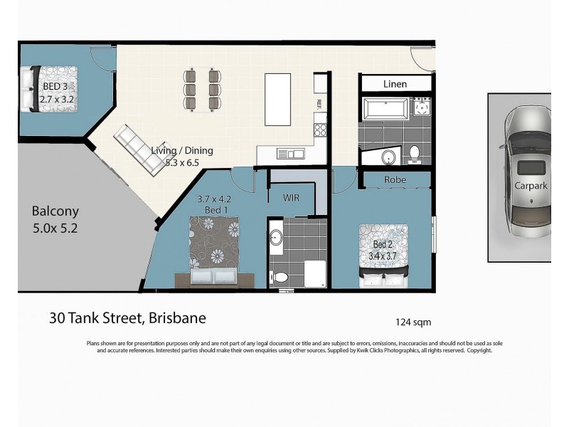 1304/30 Tank Street, Brisbane City QLD 4000 Floorplan