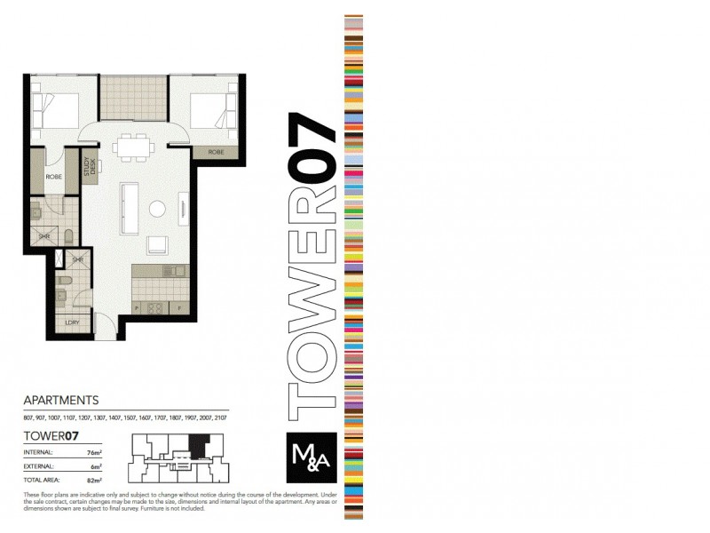 2107/25 Connor Street, Fortitude Valley QLD 4006 Floorplan